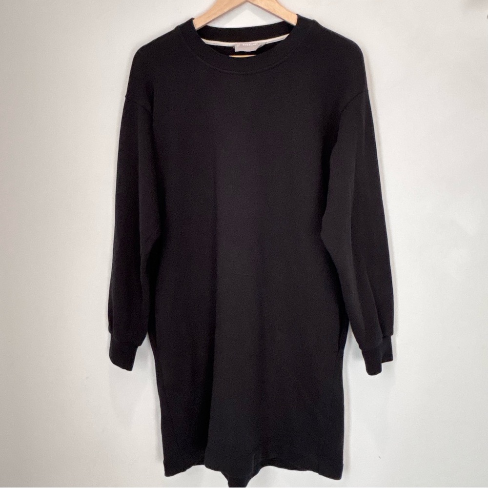 Everlane Black Sweatshirt Mini Dress Tunic Size Medium Neutral Minimalist C102